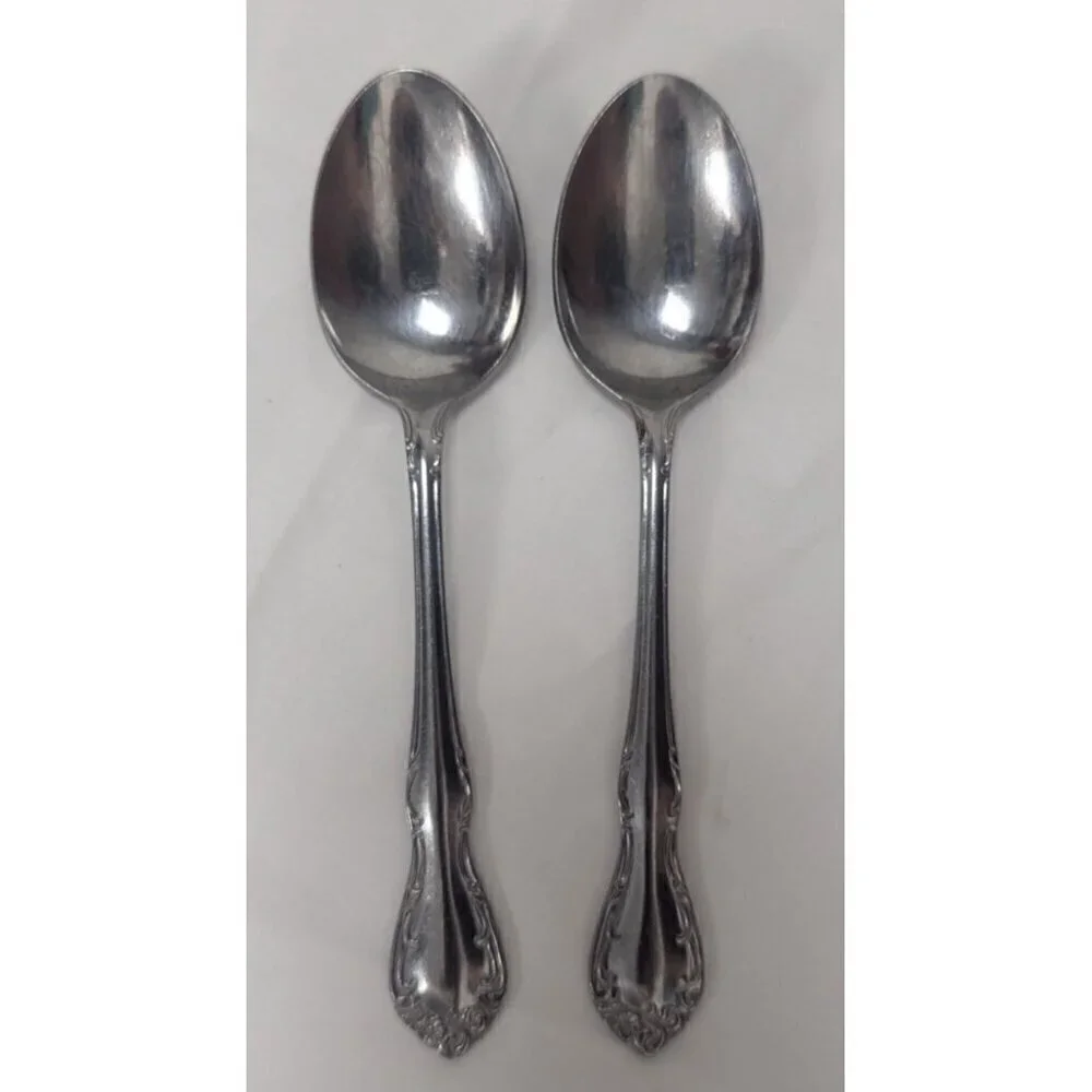 2 Vintage AMC Stainless Steel DIANA Flatware Spoons Diana Pattern 6.75in